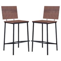 Kit 2 Banquetas Alta Base Aço Preto I01 Madeira Taeda Castanho Dmobiliario