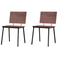 Kit 2 Cadeiras Decorativas Base Aço Preto I03 Madeira Taeda Castanho Dmobiliario