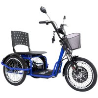 Triciclo Elétrico 800W Lítio Ré Farol e Alarme Fox Azul com Cestinha 629555