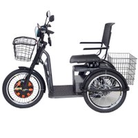 Triciclo Elétrico 800W Cadeira Giratória Suspensão Freio à Disco Ré Alarme Cor Grafite 650215