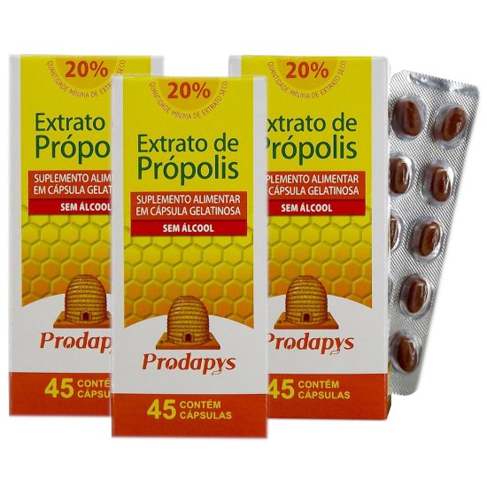 Própolis Marrom - Suplemento Alimentar 45 Cáps sem Álcool Kit com 3 676913