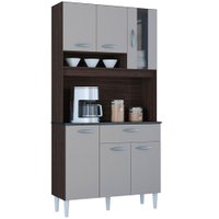 Kit Armario Cozinha 6 Portas 558 Chocolate Off White POQQ