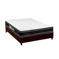 Cama Box Casal: Colchão Espuma Castor D33 Black e White Double Face + Base CRC Suede Brown(138x188)