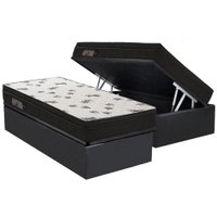 Cama Box Baú Solteiro: Colchão Espuma D45 Ortobom Light Saúde OrtoPillow + Base CRC Suede Gray(88x188)