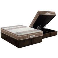 Cama Box Baú Queen: Colchão Anatômico Probel D33 / EP Guarda Costas PróIntense Plus + Base CRC Suede Brown(158x198)