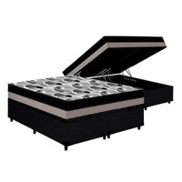 Cama Box Baú Queen: Colchão Anatômico Ortobom D33 / EP ISO 100 Double Face + Base CRC CouranoBlack(158x198x20)