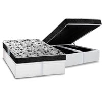 Cama Box Baú Queen: Colchão Espuma Probel D23 ProDormir Advanced + Base CRC Courano White(158x198)