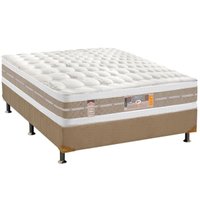 Cama Box Casal: Colchão Molas Pocket Ensacadas Castor  Silver Star Air + Base CRC Suede Bege(138x188)