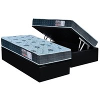 Cama Box Baú Solteiro: Colchão Anatômico Orthoflex D45 / EP Cecina + Base CRC Suede Black(88x188)