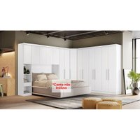 Quarto Modulado Rizon 5 Peças (1 Armário Ponte + 1 Closet + 2 Guarda Roupas + 1 Complemento) QC203 Branco