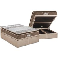 Cama Box Baú Queen: Colchão Espuma D33 Probel / EP Guarda Costas PróIntense Plus + Base CRC Suede Clean(158x198)