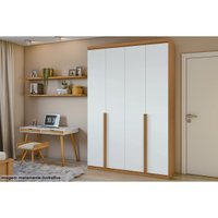 Guarda Roupa Solteiro 4 Portas e 2 Gavetas Alonzo New Amêndoa/Branco - Lopas