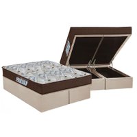 Cama Box Baú Queen: Colchão Ortopédico Ortobom D45 / EP ISO 150 Mega Firme + Base CRC Suede Clean(158x198)