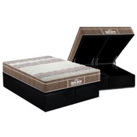 Cama Box Baú Queen: Colchão Espuma D33 Probel  / EP Guarda Costas PróIntense Plus + Base CRC Suede Black(158x198)