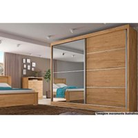 Guarda Roupa Casal Verona Plus c/4 Gavetas e 2 Portas de Correr c/1 Espelho Amêndoa - Europa