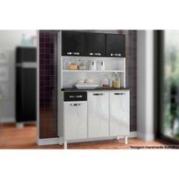 Cozinha Modulada Telasul Rubi Kit Smart Aço Portas e 1 Gaveta 105cm Branco/Preto-Telasul