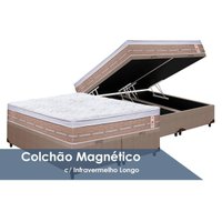 Cama Box Baú Queen: Colchão Magnético Castor Niponpedic + Base CRC Courano Bege(158x198)
