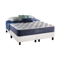 Cama Box King: Colchão Molas MasterPocket Ensacadas Anjos   Blue Sea + Base CRC Courano Branco(193x203)