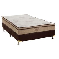 Cama Box Casal: Colchão Molas Ortobom SuperPocket Celebrita + Base CRC Suede Marrom(138x188)