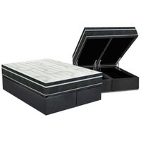 Cama Box Baú Queen: Colchão Molas Bonnel Orthoflex Venezia + Base CRC Suede Gray(158x198)