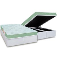 Cama Box Baú Queen: Colchão Espuma Castor D33 Sleep Max Duplo + Base CRC Courano White(158x198)