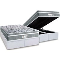 Cama Box Baú Queen: Colchão Molas MasterPocket Ensacadas Probel   ProDormir Evolution + Base CRC Courano White(158x198)