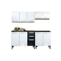 Cozinha Modulada Completa Evidence 4 Peças (2 Armários + 2 Balcões) C4P58 Branco/Preto - Bertolini