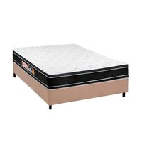 Cama Box Casal: Colchão Espuma Castor D33 Black e White Double Face + Base CRC Suede Clean(138x188)