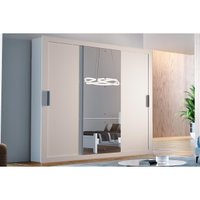 Guarda Roupas 3 Portas de Correr e 4 Gavetas c/ Espelho Veneza Luxo Branco - Rufato
