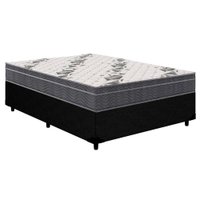 Cama Box Casal: Colchão Anatômico Ortobom D33/EP Airtech 100 + Base CRC Courano Black(138x188)