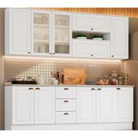 Cozinha Modulada Henn Americana  10 Peças (4 Aéreos + 3 Balcões + 3 Tampos) CZ266 Branco