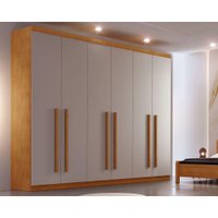 Guarda Roupa Casal 6 Portas e 4 Gavetas Bahia Naturale/Off White - Rufato