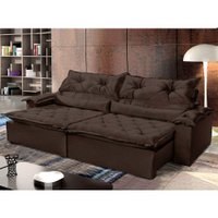 Sofá Retrátil Reclinável p/ Sala Agatha 3 Lugares 200 cm Jolie 11-Veludo Marrom - Montano