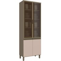 Paneleiro de Cozinha Cristaleira Connect c/ 4 Portas (2 c/ Vidro) 71.5cm Off White - Henn