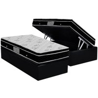 Cama Box Baú Solteiro: Colchão Molas Ortobom Nanolastic Physical + Base CRC Suede Black(88x188)