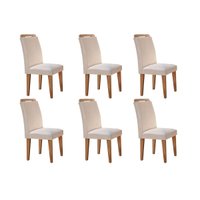 Kit 6 Cadeiras Sala Jantar Athenas  6 Un Capuccino/Veludo Creme - Rufato
