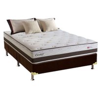 Cama Box Casal: Colchão Molas Herval Maxspring Cardiff + Base CRC Suede Brown(138x188)