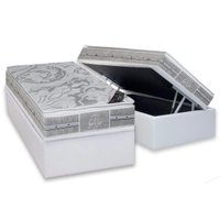 Cama Box Baú Solteiro: Colchão Molas Ensacadas Castor Pocket Super Luxo Látex SLX + Base CRC Suede Gray(88x188)