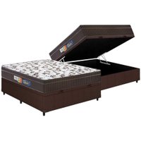 Cama Box Baú Casal: Colchão Espuma D33 Polar Pérola + Base CRC Courano Brown(138x188)