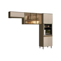 Kit de Cozinha Modulada 3 Peças Connect  (2 Armários + 1 Paneleiro) CPT16 Duna/Cristal - Henn