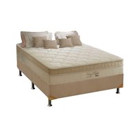 Cama Box Casal: Colchão Molas MasterPocket Ensacadas Anjos   King Best + Base CRC Suede Bege(138x188)