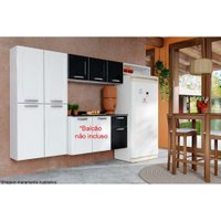 Cozinha Compacta Dona Maria 3 Peças (1 Armário + 1 Paneleiro + 1 Complemento) CPT101 Branco/Preto - Bertolini