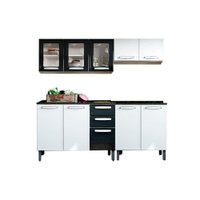 Cozinha Modulada Bertolini Evidence  4 Peças (2 Armários + 2 Balcões) C4P60 Branco/Preto