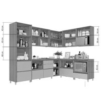 Cozinha Completa Rainha Gourmet 9 Peças (4Aéreos+4Balcões+1Paneleiro) C9P34 Branca/Nature - Nesher