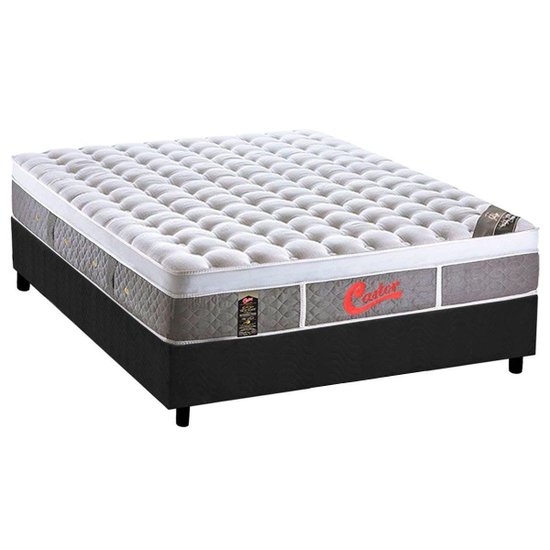 Cama Box Casal: Colchão Molas Castor Pocket Gold Star Light Stress Oxygen New Plush + Base CRC Suede Gray(138x188)
