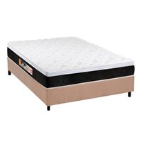 Cama Box Casal: Colchão Espuma Castor D45 Black e White + Base CRC Suede Clean(138x188)