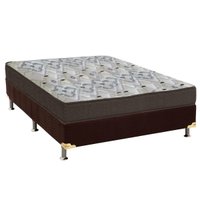 Cama Box Casal: Colchão Espuma D45 Ortobom /EP Fort Tech ISO 150 + Base CRC Suede Brown(138x188)