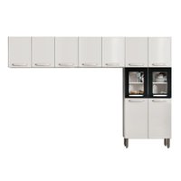 Kit de Cozinha Completa 3 Peças Evidence  (2 Armários + 1 Paneleiro) CPT63 Branco/Preto - Bertolini