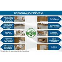 Cozinha Modulada Nesher Princesa  5 Peças (1 Armário + 2 Balcões + 2 Paneleiros) C5P22 Freijo/Off White