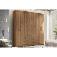 Guarda Roupa Casal 8 Portas e 6 Gavetas c/ Pés Liverpool Jatoba - Santos Andirá